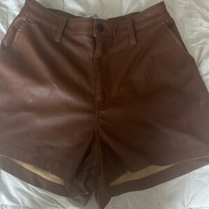 Hollister brown high rise pleather shorts